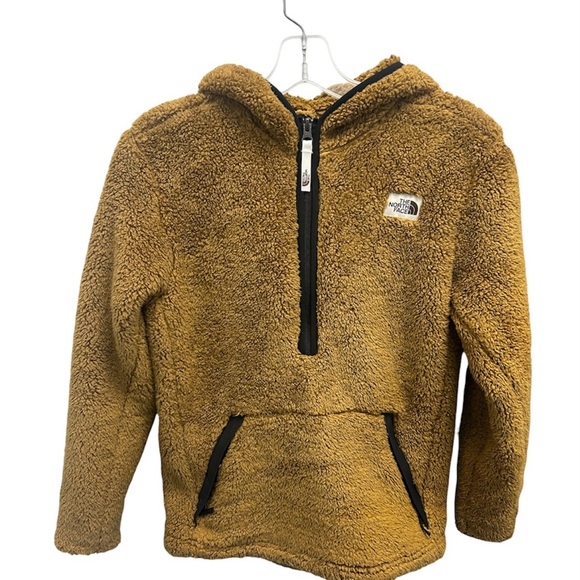 The North Face Campshire Teddy Brown Sherpa Half Zip Hooded Fleece Boys L 14/16 - Picture 2 of 10